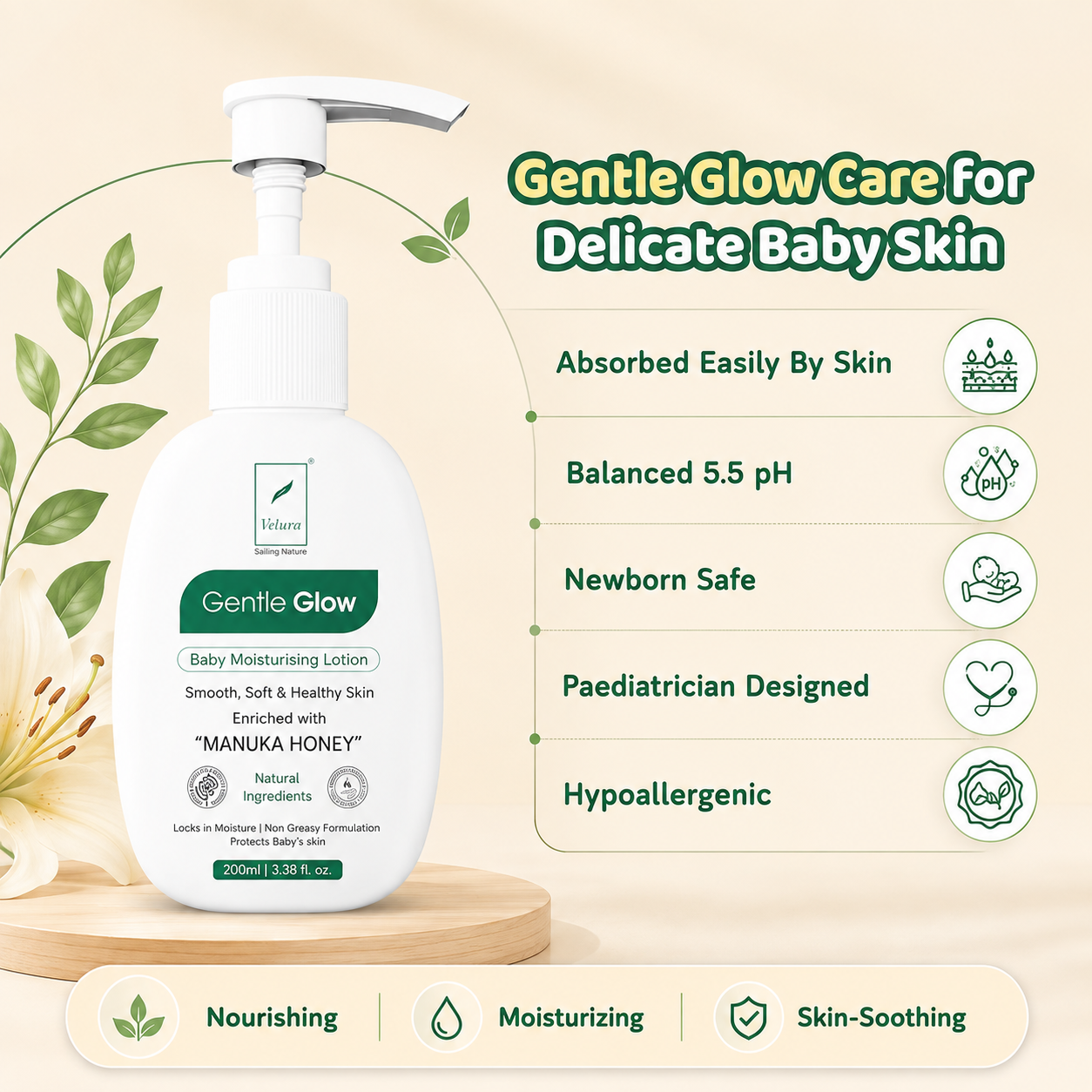 Velura Gentle Glow Baby Moisturising Lotion (200 ml)