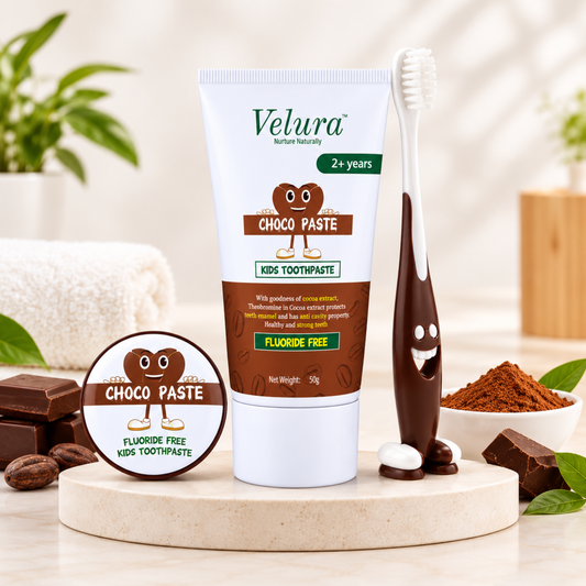 Velura™ Choco Paste Kids Toothpaste – Fluoride-Free (Chocolate Flavor, 50g)