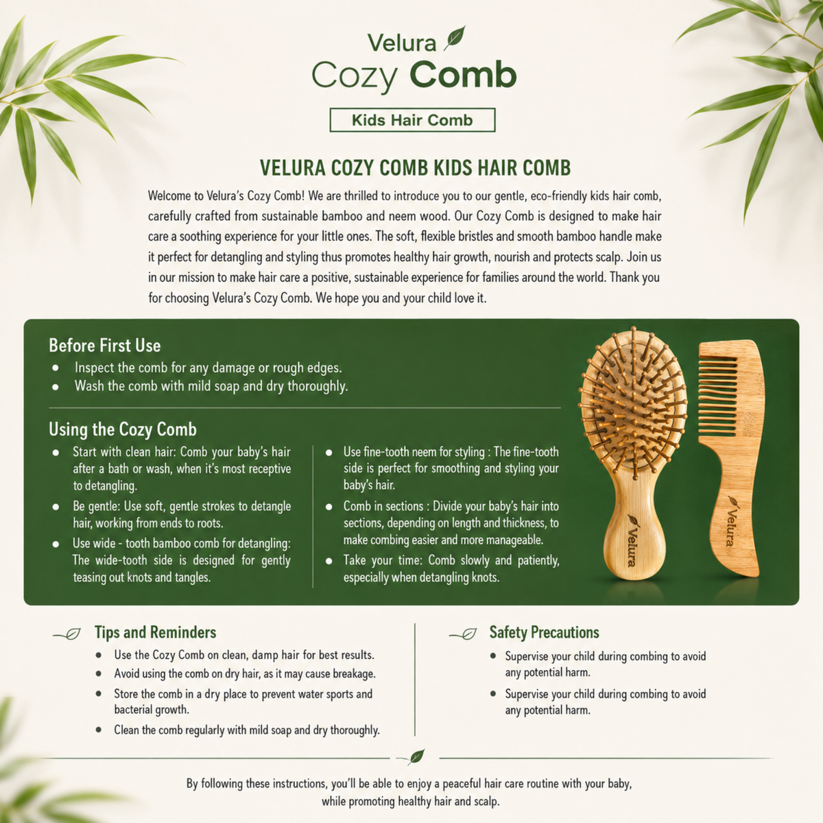 Velura Cozy Comb Kids Hair Comb