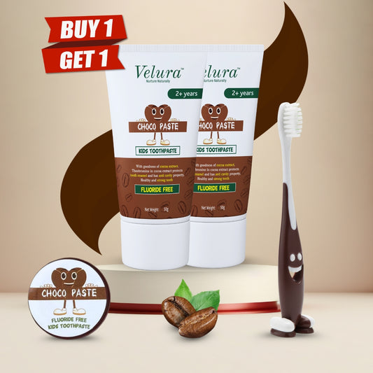 Velura™ Choco Paste Kids Toothpaste – Fluoride-Free (Chocolate Flavor, 50g)