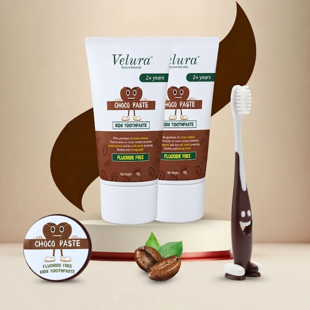 Velura™ Choco Paste Kids Toothpaste – Fluoride-Free (Chocolate Flavor, 50g)